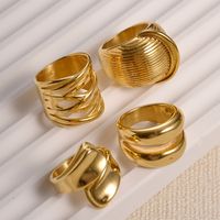 304 Stainless Steel 14K Gold Plated Modern Style Simple Style Classic Style Plating Solid Color Rings main image 2