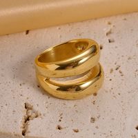 304 Stainless Steel 14K Gold Plated Modern Style Simple Style Classic Style Plating Solid Color Rings sku image 1