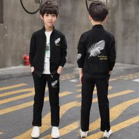 Casual Sports Letter Feather Pocket Cotton Boys Clothing Sets main image 3