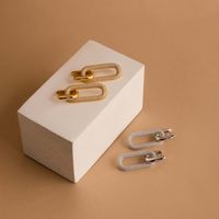 1 Pair Simple Style Streetwear Geometric Plating Inlay Copper Zircon 18k Gold Plated Drop Earrings main image 1