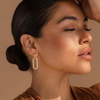 1 Pair Simple Style Streetwear Geometric Plating Inlay Copper Zircon 18k Gold Plated Drop Earrings main image 3