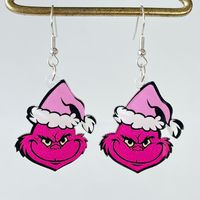 1 Pair Casual Christmas Tree Santa Claus Lightning Arylic Iron Drop Earrings sku image 4