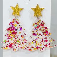 1 Pair IG Style Casual Christmas Tree Star Arylic Iron Drop Earrings sku image 1