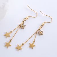 1 Pair Elegant Luxurious Classic Style Star Tassel Butterfly Inlay Stainless Steel Zircon 18k Gold Plated Rose Gold Plated Drop Earrings main image 4
