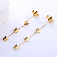 1 Pair Elegant Luxurious Classic Style Star Tassel Butterfly Inlay Stainless Steel Zircon 18k Gold Plated Rose Gold Plated Drop Earrings main image 3