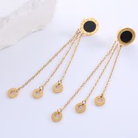 1 Pair Elegant Luxurious Classic Style Star Tassel Butterfly Inlay Stainless Steel Zircon 18k Gold Plated Rose Gold Plated Drop Earrings sku image 10