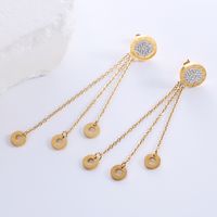 1 Pair Elegant Luxurious Classic Style Star Tassel Butterfly Inlay Stainless Steel Zircon 18k Gold Plated Rose Gold Plated Drop Earrings sku image 11