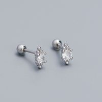 1 Paire Style Ig Style Simple Ovale Placage Incruster Argent Sterling Zircon Boucles D'oreilles sku image 1