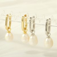 1 Pair Simple Style Irregular Plating Inlay Copper Freshwater Pearl 18k Gold Plated Drop Earrings main image 1