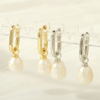 1 Pair Simple Style Irregular Plating Inlay Copper Freshwater Pearl 18k Gold Plated Drop Earrings main image 8