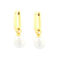 1 Pair Simple Style Irregular Plating Inlay Copper Freshwater Pearl 18k Gold Plated Drop Earrings main image 3
