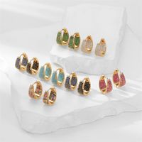 1 Pair Sweet Colorful Plating Inlay Copper Zircon Gold Plated Earrings main image 1