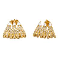 1 Pair Simple Style Solid Color Plating Inlay Copper Zircon 18k Gold Plated Ear Cuffs Ear Studs main image 5
