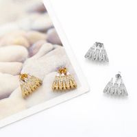1 Pair Simple Style Solid Color Plating Inlay Copper Zircon 18k Gold Plated Ear Cuffs Ear Studs main image 3