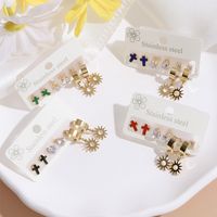 3 Pairs Ig Style Classic Style Commute Cross Plating Stainless Steel Imitation Diamond Gold Plated Drop Earrings main image 1