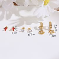 3 Pairs Ig Style Classic Style Commute Cross Plating Stainless Steel Imitation Diamond Gold Plated Drop Earrings main image 5