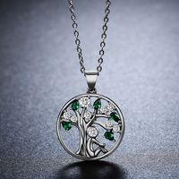 Casual Tree Sterling Silver Plating Inlay Zircon White Gold Plated Necklace main image 2