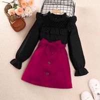 Streetwear Round Dots Solid Color Cotton Blend Polyester Girls Clothing Sets sku image 14