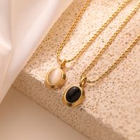 Simple Style Commute Oval Titanium Steel Plating Inlay Opal 18k Gold Plated Pendant Necklace main image 4