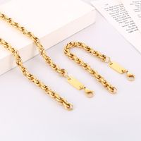 Punk Solid Color Titanium Steel Plating Chain Bracelets Necklace main image 3