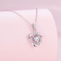 Casual Rose Sterling Silver Plating Inlay Zircon White Gold Plated Necklace main image 1