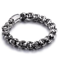 Punk Cráneo Acero Titanio Chapados en oro de 18k Hombres Pulsera sku image 6