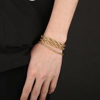 Classic Style Solid Color Titanium Steel Plating Chain 18K Gold Plated Men's Bracelets main image 4