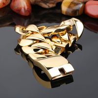 Hip-Hop Solid Color Titanium Steel Patchwork 18K Gold Plated Men's Bracelets main image 2