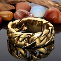 Hip-Hop Solid Color Titanium Steel Plating 18K Gold Plated Men's Bracelets main image 1
