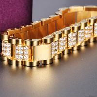 Hip Hop Couleur Unie Acier Au Titane Placage Plaqué Or 18K Hommes Bracelets main image 4