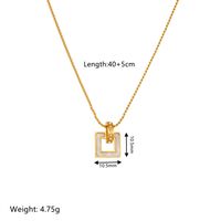 Acero Titanio Chapados en oro de 18k Elegante Enchapado Embutido Cuadrado Diamante Artificial Cascarón Collar Colgante main image 3