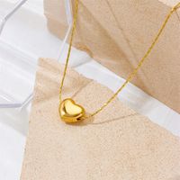 Acero Titanio Chapados en oro de 18k Elegante Enchapado Forma De Corazón Collar Colgante main image 2