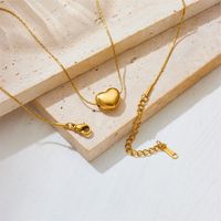 Acero Titanio Chapados en oro de 18k Elegante Enchapado Forma De Corazón Collar Colgante main image 3