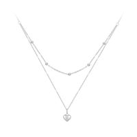 Casual Heart Shape Sterling Silver Plating Inlay Zircon White Gold Plated Layered Necklaces sku image 1