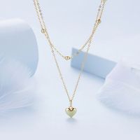 Casual Heart Shape Sterling Silver Plating Inlay Zircon White Gold Plated Layered Necklaces main image 3