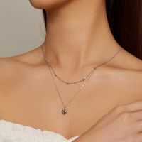 Casual Heart Shape Sterling Silver Plating Inlay Zircon White Gold Plated Layered Necklaces main image 2