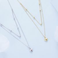 Casual Heart Shape Sterling Silver Plating Inlay Zircon White Gold Plated Layered Necklaces main image 1