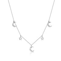 Elegant Star Moon Sterling Silver Plating Inlay Zircon White Gold Plated Pendant Necklace sku image 2