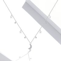 Elegant Star Moon Sterling Silver Plating Inlay Zircon White Gold Plated Pendant Necklace main image 2