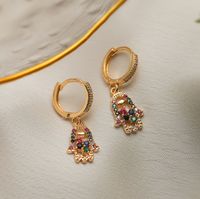 1 Pair Glam Commute Palm Plating Inlay Copper Zircon 18k Gold Plated Drop Earrings main image 2