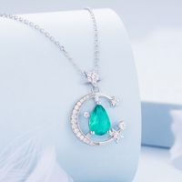Elegant Star Moon Sterling Silver Plating Inlay Zircon White Gold Plated Pendant Necklace main image 1