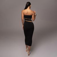 Sheath Dress Streetwear Strapless Hollow Out Sleeveless Solid Color Maxi Long Dress Business main image 3