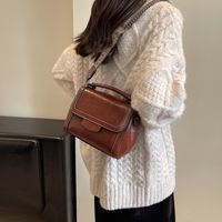Women's All Seasons Pu Leather Solid Color Basic Sewing Thread Square Magnetic Buckle Shoulder Bag main image 1