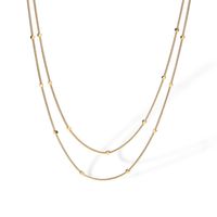 304 Stainless Steel 18K Gold Plated Simple Style Commute Plating Solid Color Layered Necklaces sku image 1