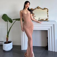Women's Strap Dress Sexy Sling Collar Sleeveless Solid Color Maxi Long Dress Banquet Party main image 5