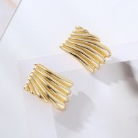 Wholesale Jewelry Elegant Quadrilateral Stripe Alloy None Gold Plated Silver Plated Plating Inlay Ear Studs main image 5
