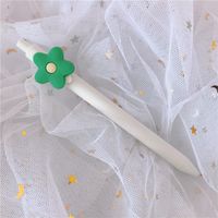 Korean Ins Slim Elegant White Rod Little Flower Black Neutral Ball Pen Office Writing 0.5mm Signature Pen sku image 4