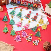 1 Piece Vintage Style Christmas Tree Enamel Plating Inlay Alloy Plastic Glass Glass Pearl Gold Plated Silver Plated Drop Earrings main image 3