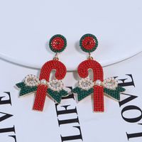 1 Piece Vintage Style Christmas Tree Enamel Plating Inlay Alloy Plastic Glass Glass Pearl Gold Plated Silver Plated Drop Earrings sku image 7