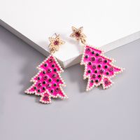 1 Piece Vintage Style Christmas Tree Enamel Plating Inlay Alloy Plastic Glass Glass Pearl Gold Plated Silver Plated Drop Earrings sku image 11